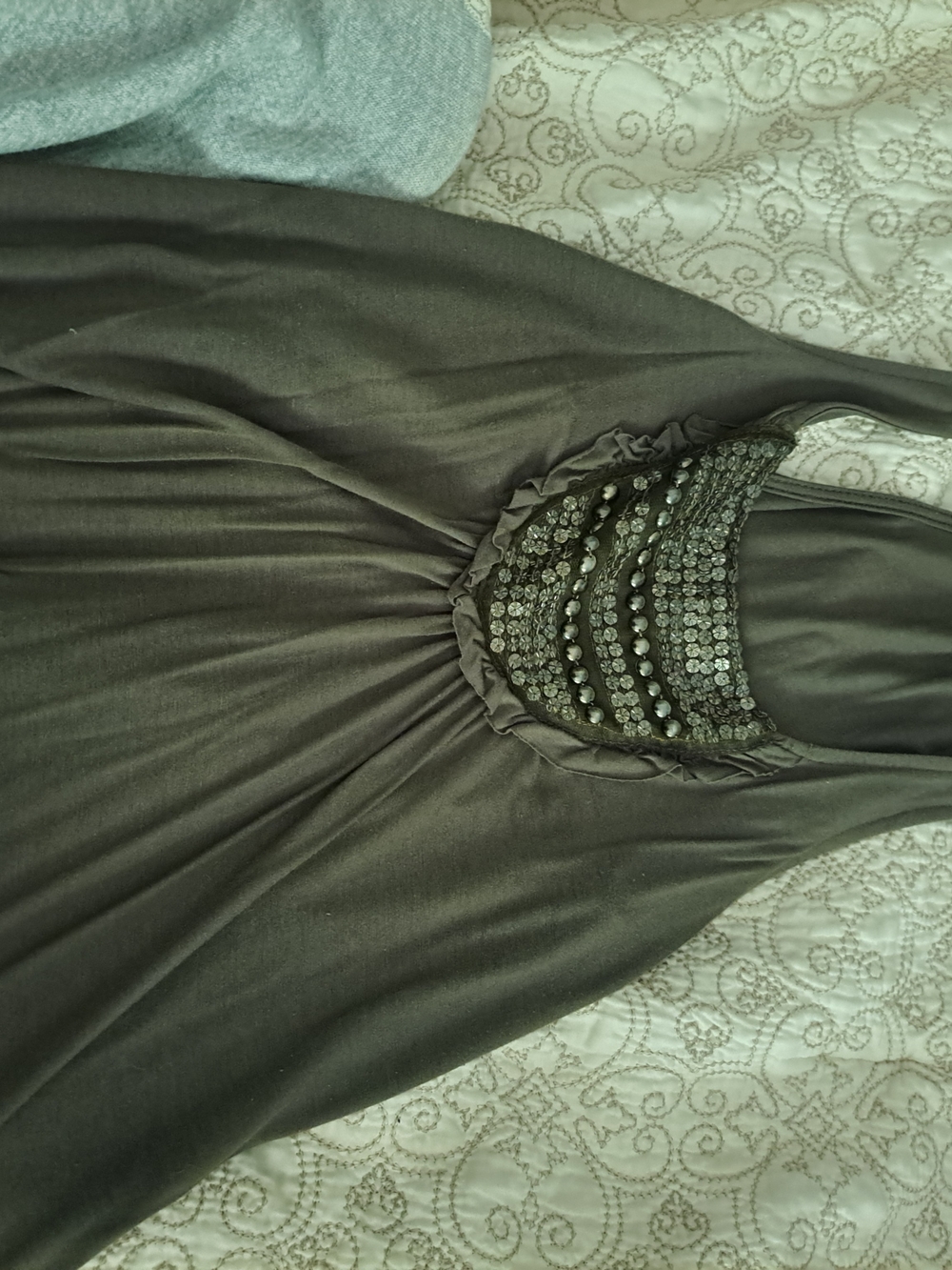 Women's Embellished Neckline Tank Dress - Kacki